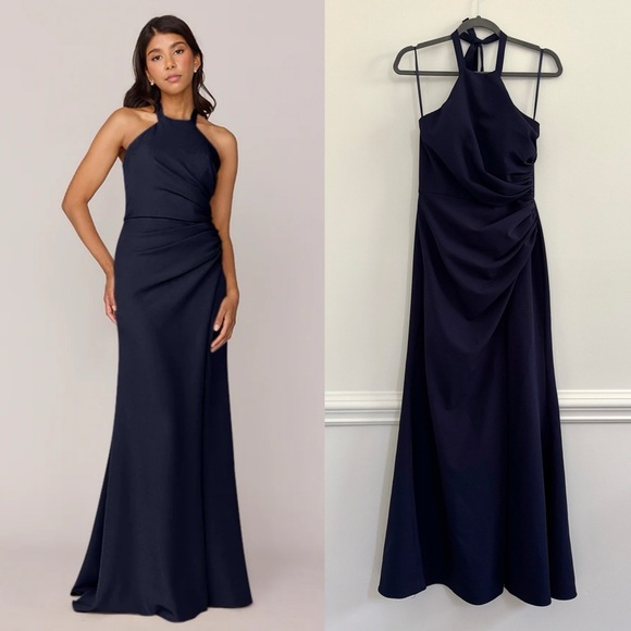 Revelry Fallon Crepe Dress In Navy Sz 6 - Picture 1 of 11